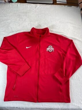 Nike Dri-Fit Ohio State Buckeyes Jacket Mens XXL Red NCAA Football Full Zip